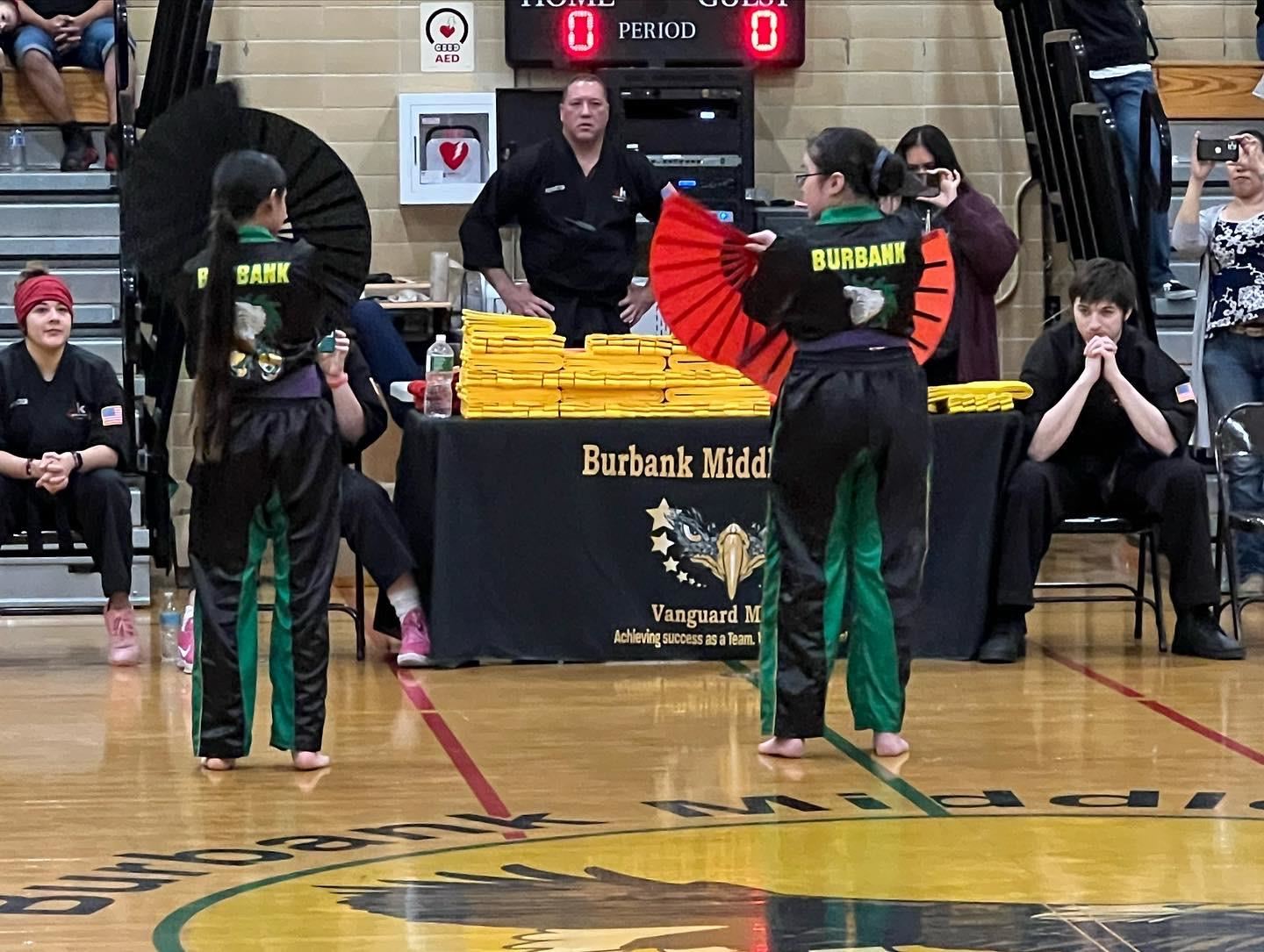 Karate students working with the fans